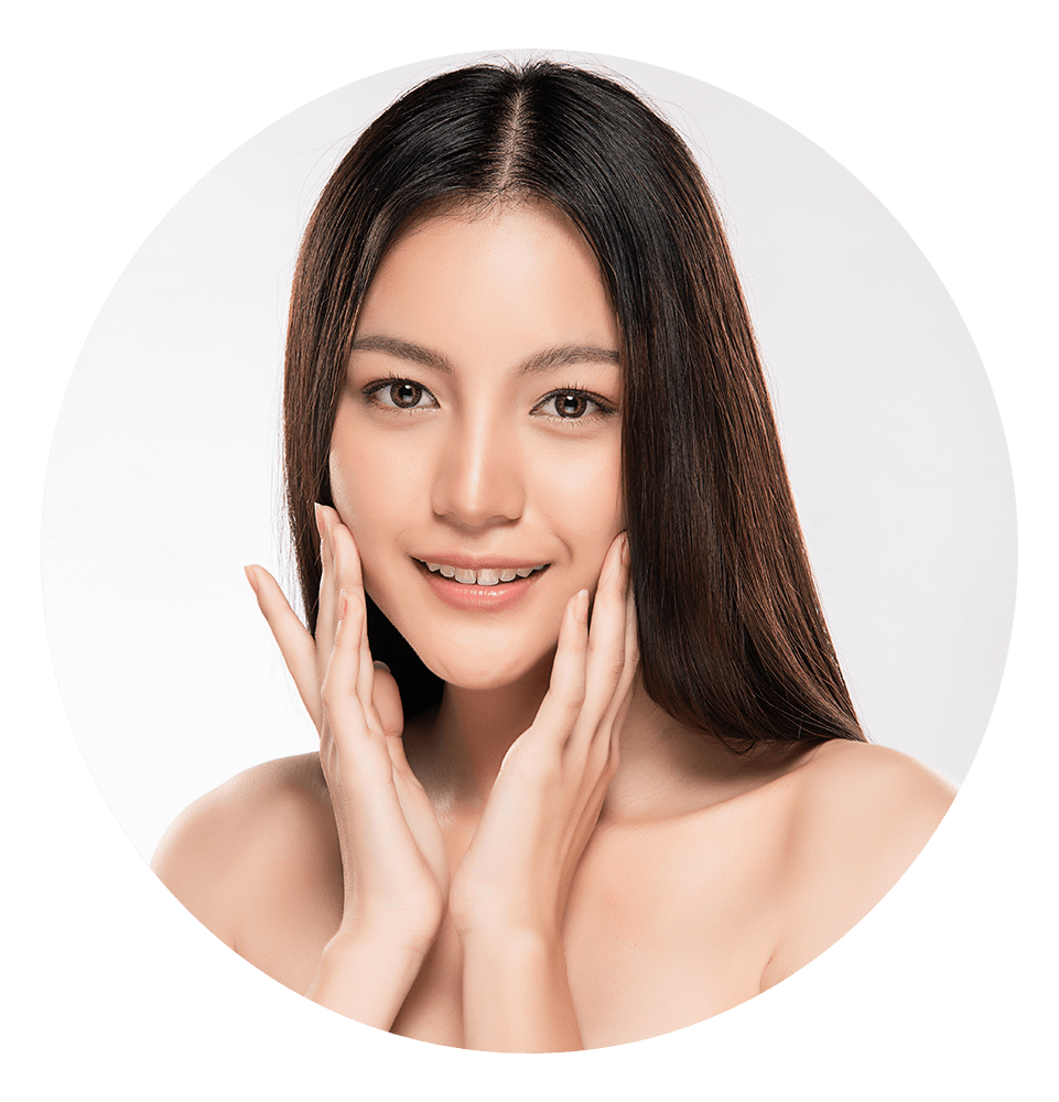 Beautiful Young asian Woman with Clean Fresh Skin